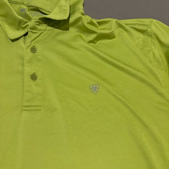 Ariat Polo Shirt Mens XL Lime Green Lightweight Outdoor Casual - Picture 2 of 6